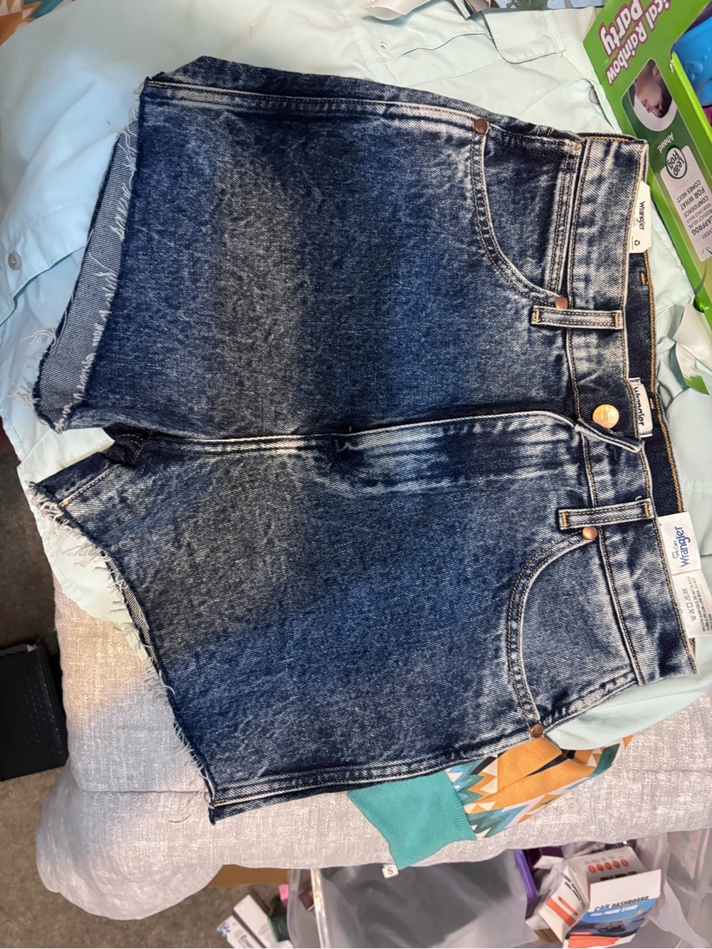 Wrangler Washed Black High-Rise Denim Cutoff Shorts